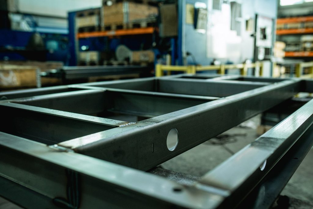 Rahmenkonstruktion, geschweißt, Bauteil aus der Fertigung von FEG Metalltechnik